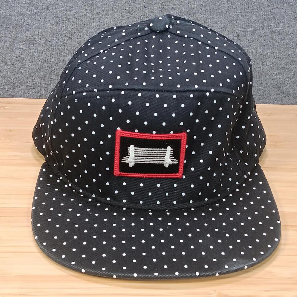 Premium Hat Cap Strap Back Mens Black White Polka Dot Patch Streetwear